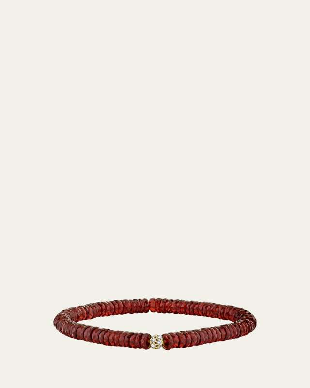Garnet Faceted Bracelet with Pavé Diamond Ball